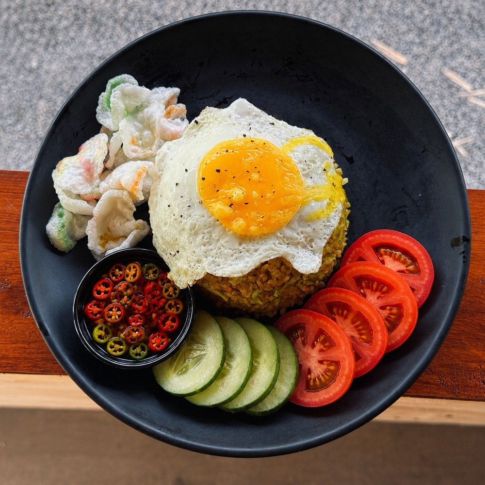 Nasi goreng with crispy egg and chilli sambal