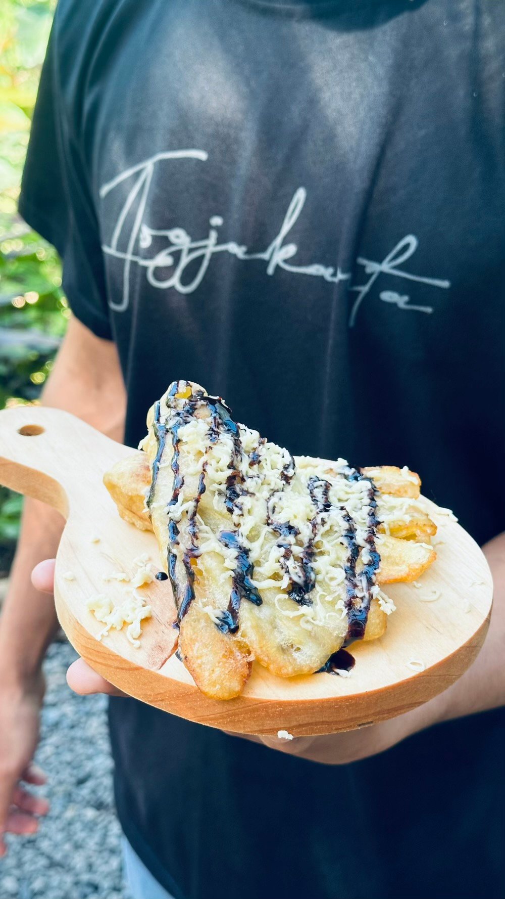 Pisang goreng with chocolate and cheese